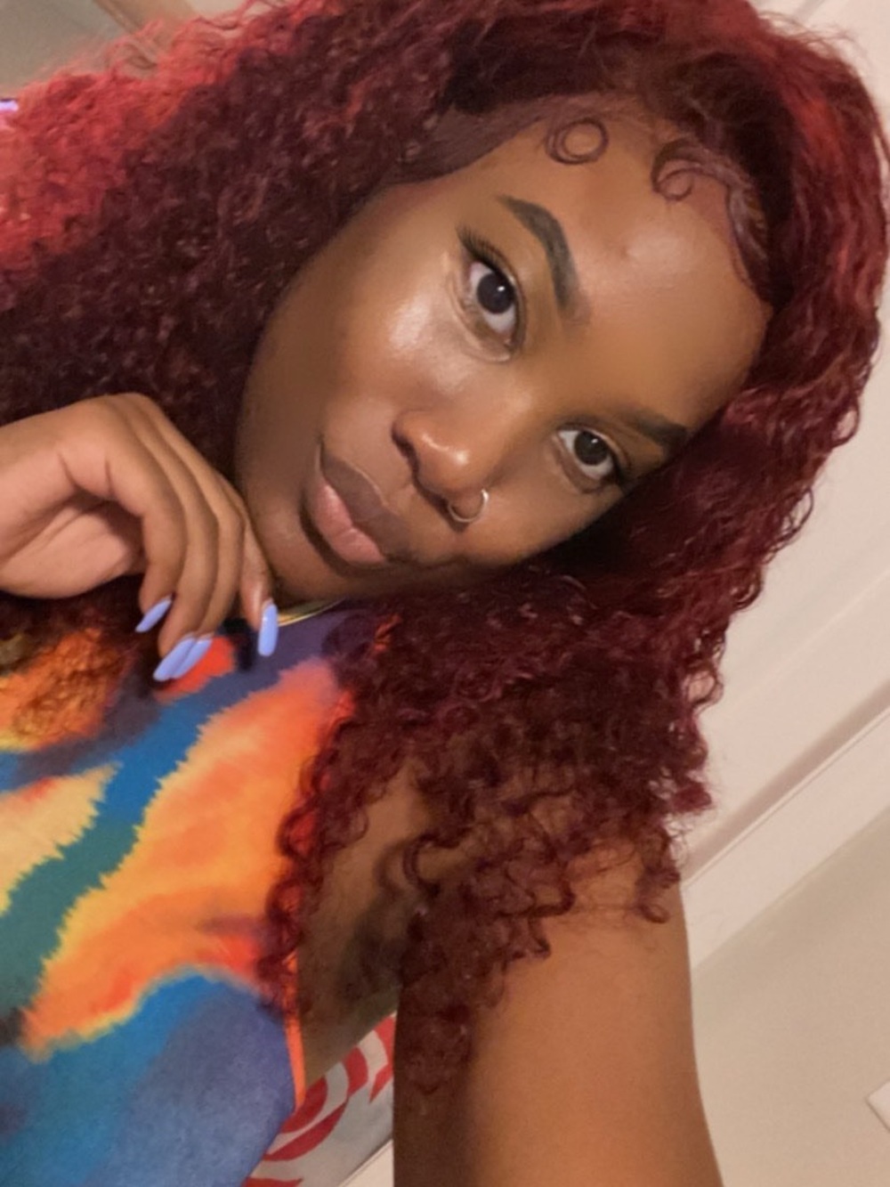 Cherry coke red curly Brazilian hair